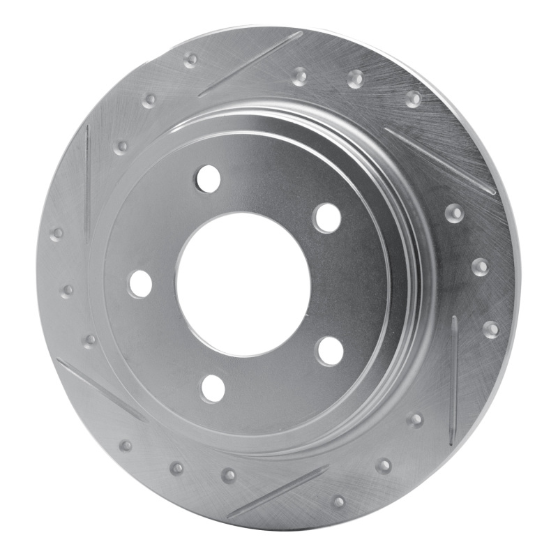 Chrysler 300M Brake Rotor (1) - Rear Left - R1 Concepts - Drilled & Slotted - Silver - `93-`04